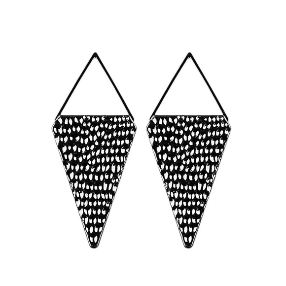 Hammered Triangular Frame Earrings - Picture 5 of 5
